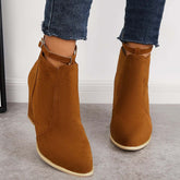 Suede Chunky Heel Ankle Boots Back Zipper Dress Booties